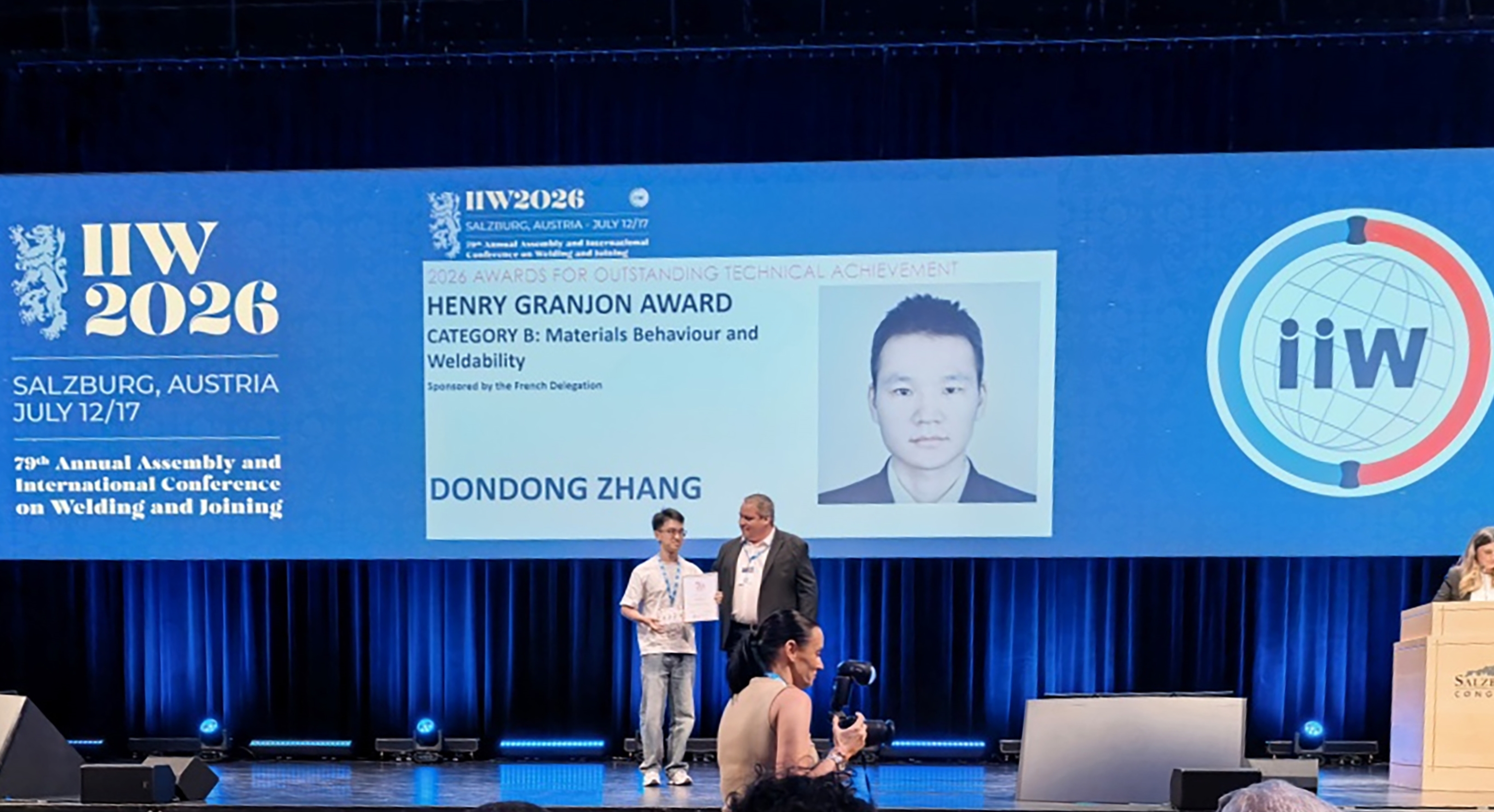 博士生张冬冬获国际焊接学会2026年度HENRY GRANJON奖